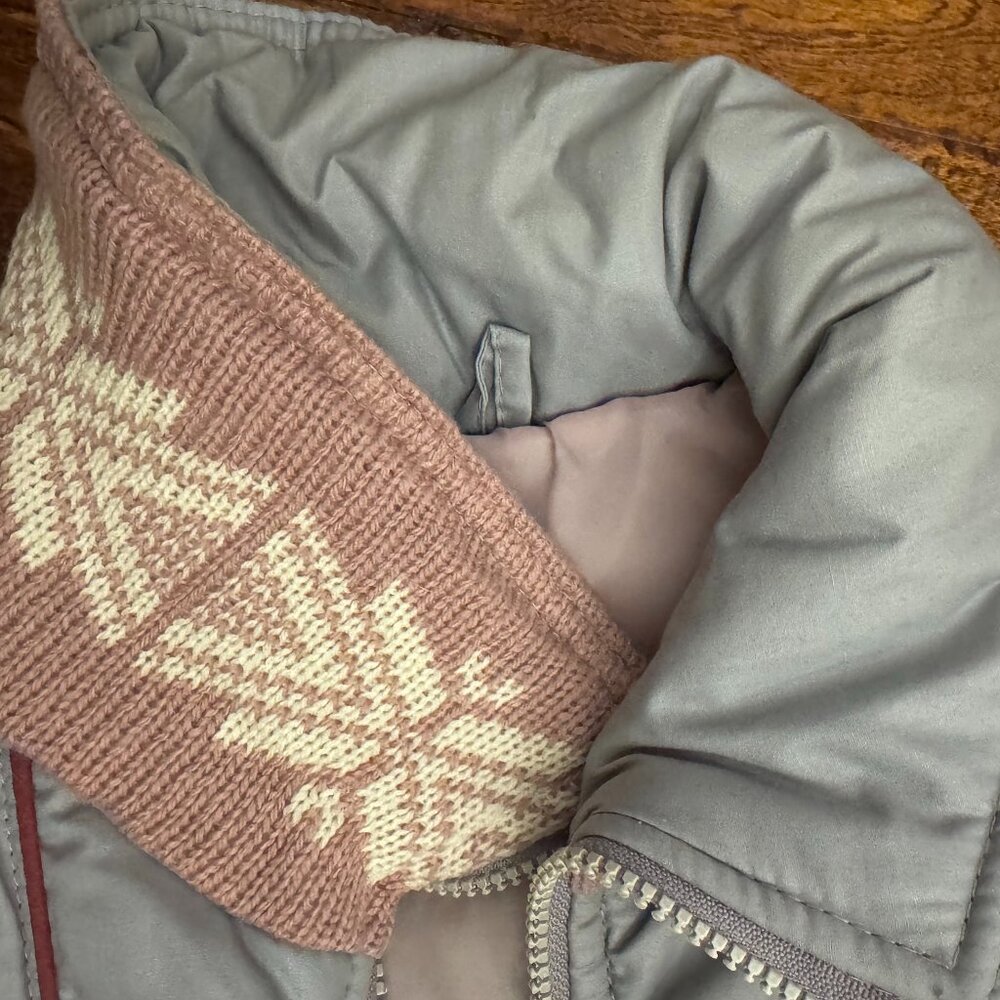 Mauve Gray/Lavender‎ Insulated Vest Fair Isle Knit Collar Medium - Picture 8 of 13